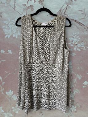 Habitat Abstract Geometric Tunic Top XL Black Cream Mininalist